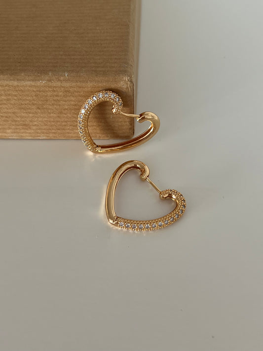 Heart Huggie Hoops