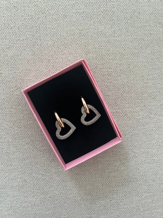 Zirconia Heart Hoop Earrings
