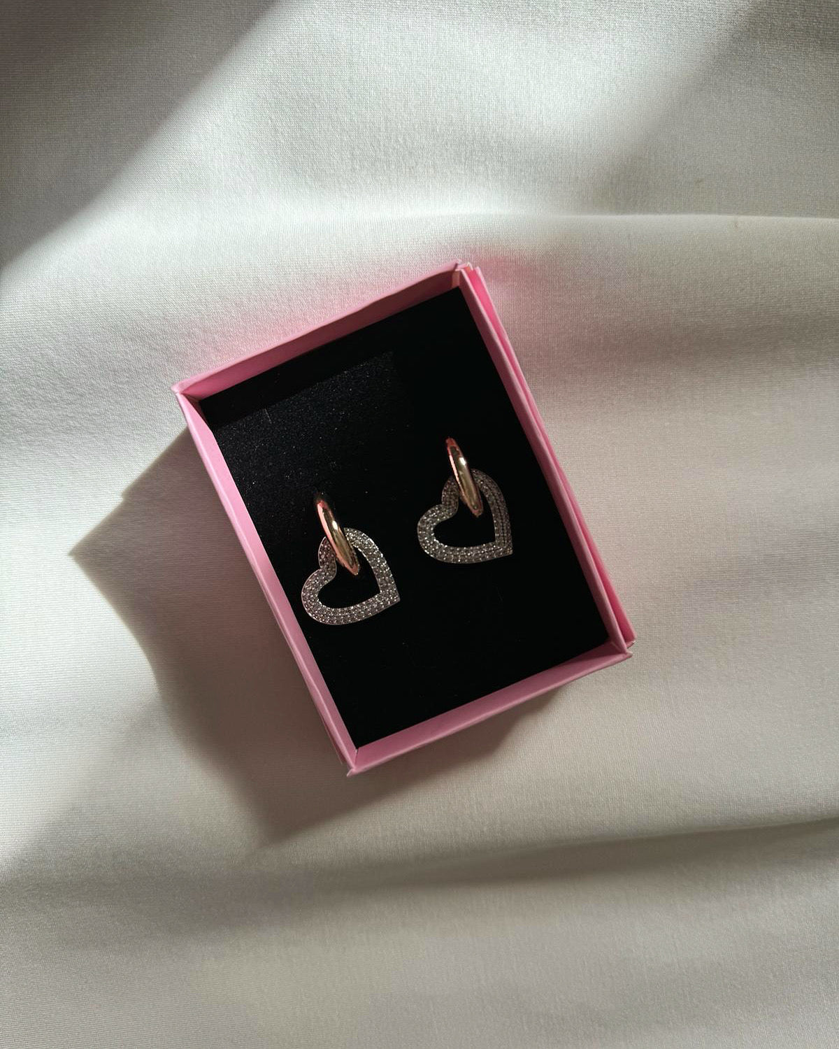 Zirconia Heart Hoop Earrings
